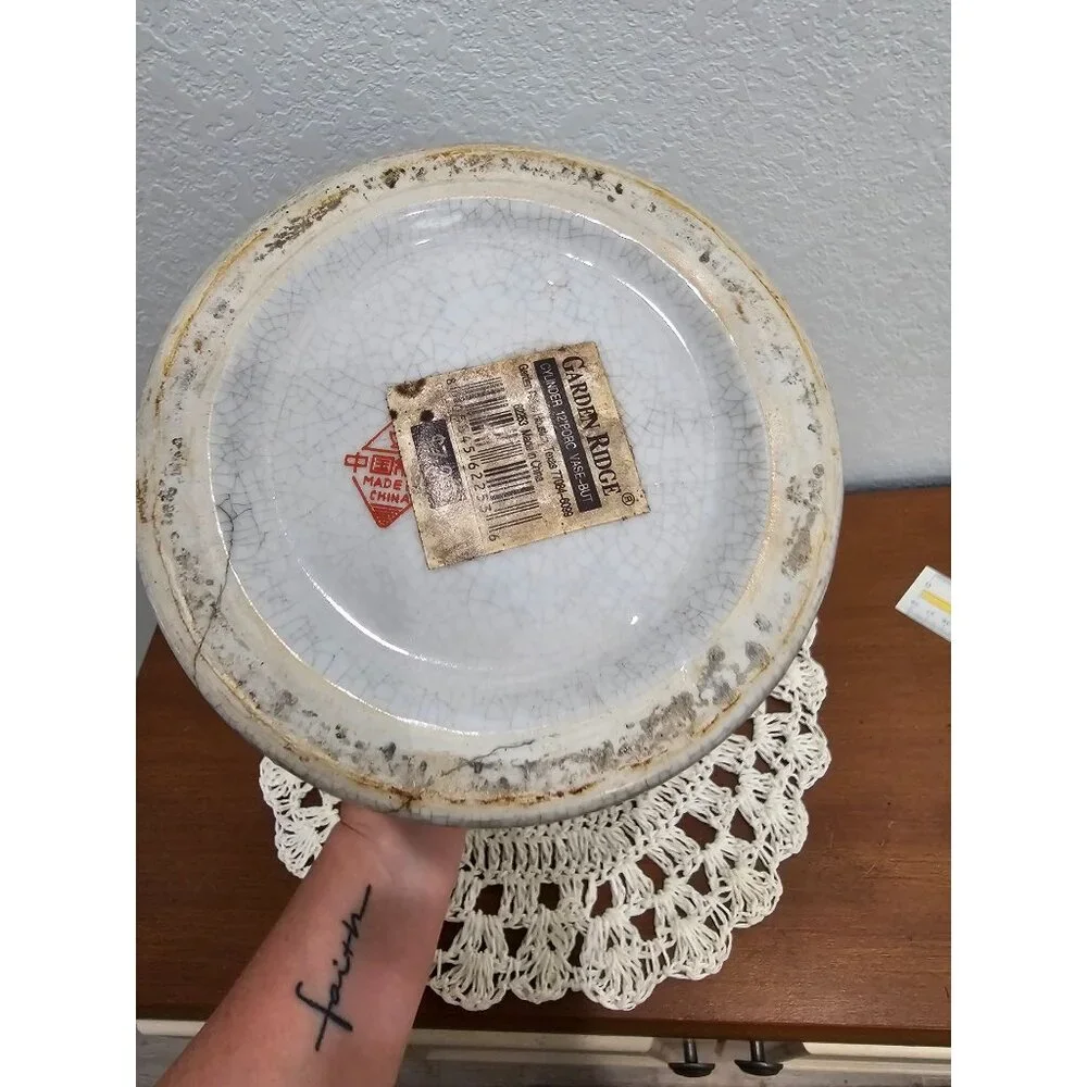 Asian‎ Porcelain Cylindrical Vase Vintage Garden Ridge 12